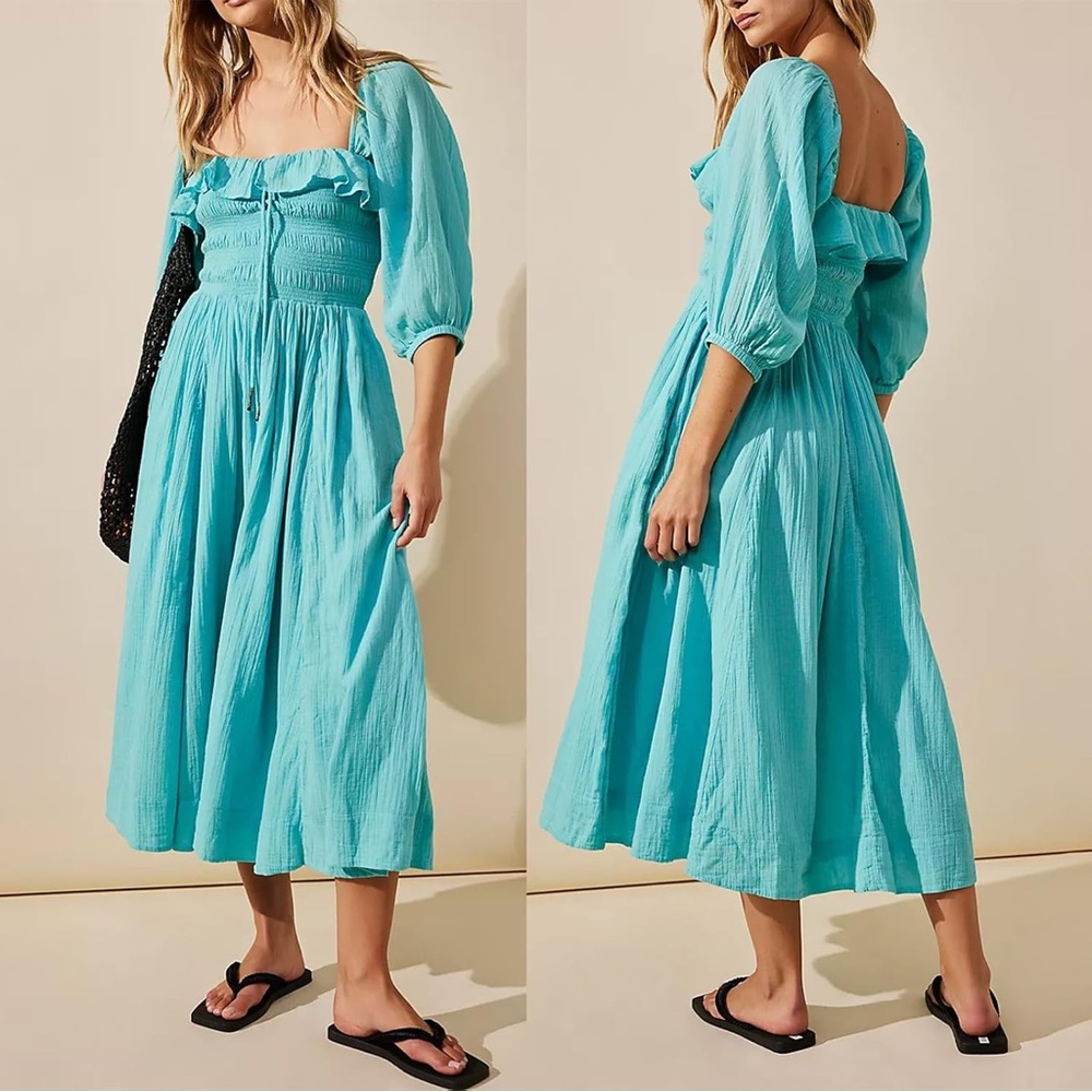Free People Oasis Midi Dress Teal